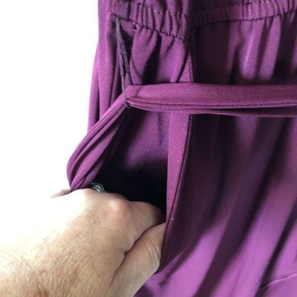 NINA LEONARD Jumpsuit Womens Medium M Wine Red Stretch Waist Belted Half Sleeve - Picture 9 of 10